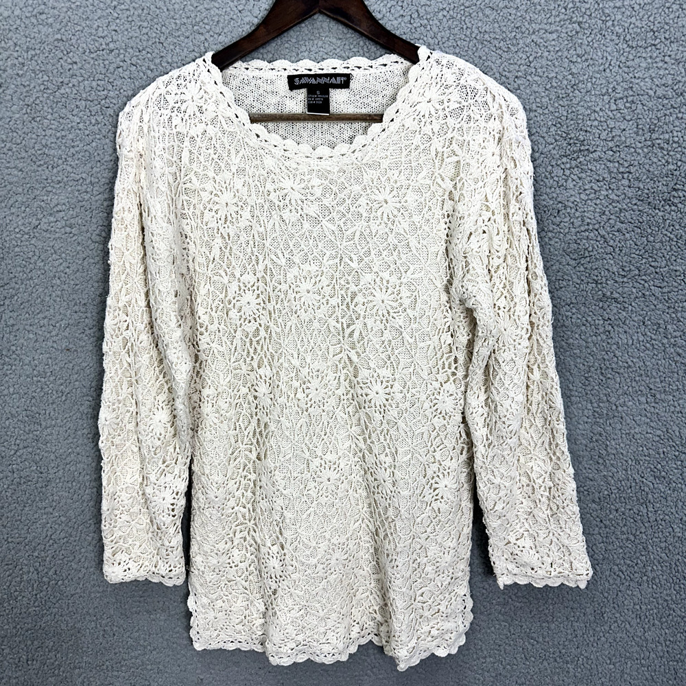 Savannah Crochet Top Womens Small Fairy Cottage Romantic Whimsical Boho Coastal